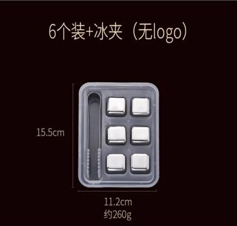 Herbruikbare Ice Creatieve Metalen Bevroren Ijs Steen Rvs Wijn Whisky Steen Verdikking Huishouden Bar Party Graan Van Ijsblokjes 6 stk met Clamp