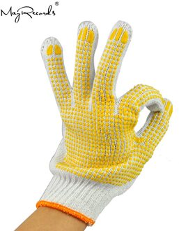 Herbruikbare Katoenen Gestippelde Pvc Beschermende Antislip Veiligheid Handschoenen Met Anti-Slip Deeltje Werkhandschoenen