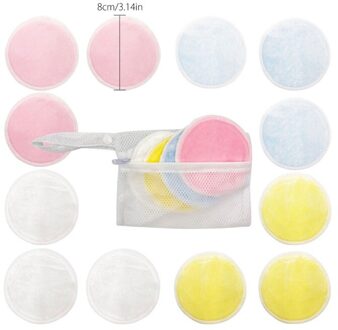 Herbruikbare Katoenen Pads Make up Facial Remover Dubbele laag Veeg Pads Nail Art Cleaning Pads Wasbare met Waszak 17stk