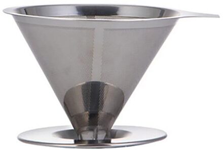 Herbruikbare Koffie Filter 304 Rvs Cone Koffiefilter Manden Mesh Zeef Giet Over Koffie Druppelaar Met Standhouder