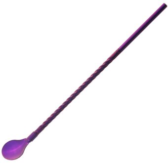 Herbruikbare Lange Stro Lepel 18/10 Roestvrij Stalen Rechte Stro Multicolor Scoop Thuis Bar Cocktail Koffie Roeren Drinken Lepel paars