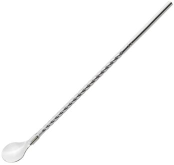 Herbruikbare Lange Stro Lepel 18/10 Roestvrij Stalen Rechte Stro Multicolor Scoop Thuis Bar Cocktail Koffie Roeren Drinken Lepel zilver