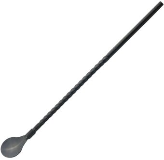 Herbruikbare Lange Stro Lepel 18/10 Roestvrij Stalen Rechte Stro Multicolor Scoop Thuis Bar Cocktail Koffie Roeren Drinken Lepel zwart
