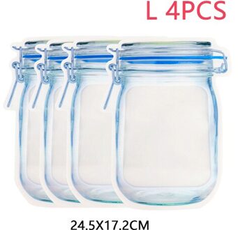 Herbruikbare Mason Flessen Zakken Waterdichte Noten Candy Cookies Tas Reizen Seal Verse Voedsel Opbergtas Snacks Sandwich Zip-Lock Zakken 4stk groot