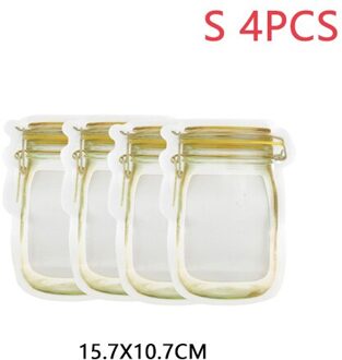 Herbruikbare Mason Flessen Zakken Waterdichte Noten Candy Cookies Tas Reizen Seal Verse Voedsel Opbergtas Snacks Sandwich Zip-Lock Zakken 4stk klein