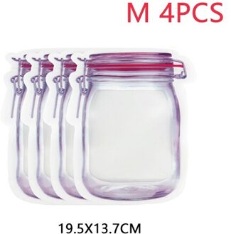 Herbruikbare Mason Flessen Zakken Waterdichte Noten Candy Cookies Tas Reizen Seal Verse Voedsel Opbergtas Snacks Sandwich Zip-Lock Zakken 4stk medium