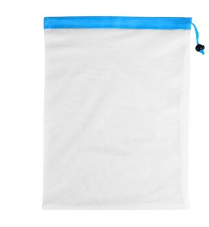 Herbruikbare Mesh Produceren Bags Wasbare Zakken Voor Boodschappen Opslag Fruit Groente Speelgoed Diversen Organisator Opbergtas blauw L 44x30.5cm