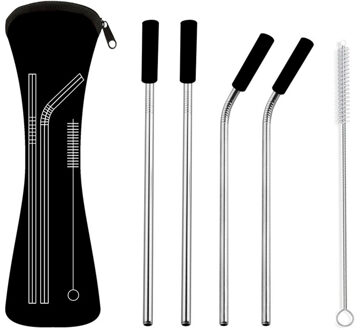 Herbruikbare Metalen Rietjes 304 Roestvrij Staal Stro Gebogen Rechte Smoothies Stro Met Borstel Bar Party Accessoire 01