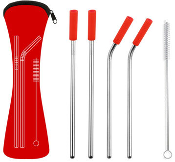 Herbruikbare Metalen Rietjes 304 Roestvrij Staal Stro Gebogen Rechte Smoothies Stro Met Borstel Bar Party Accessoire 02