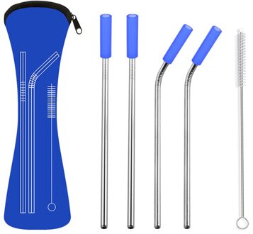 Herbruikbare Metalen Rietjes 304 Roestvrij Staal Stro Gebogen Rechte Smoothies Stro Met Borstel Bar Party Accessoire 03