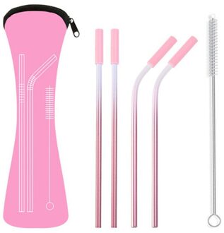 Herbruikbare Metalen Rietjes 304 Roestvrij Staal Stro Gebogen Rechte Smoothies Stro Met Borstel Bar Party Accessoire 05