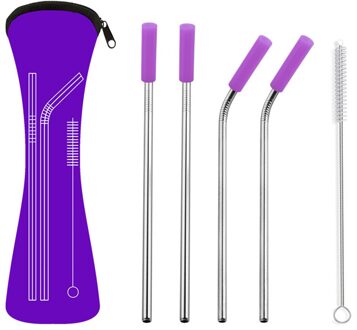 Herbruikbare Metalen Rietjes 304 Roestvrij Staal Stro Gebogen Rechte Smoothies Stro Met Borstel Bar Party Accessoire 06