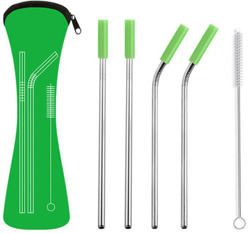 Herbruikbare Metalen Rietjes 304 Roestvrij Staal Stro Gebogen Rechte Smoothies Stro Met Borstel Bar Party Accessoire