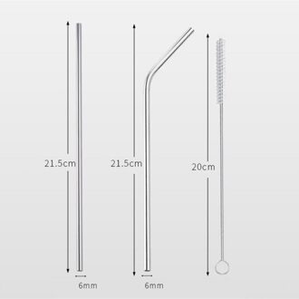 Herbruikbare Metalen Rietjes 304 Rvs Metalen Stro Met Cleaner Brush Gebogen Stro Mok Koffie Melk Thee Accessoires D