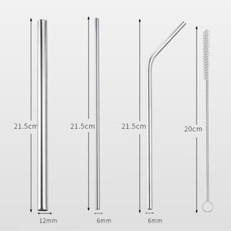 Herbruikbare Metalen Rietjes 304 Rvs Metalen Stro Met Cleaner Brush Gebogen Stro Mok Koffie Melk Thee Accessoires