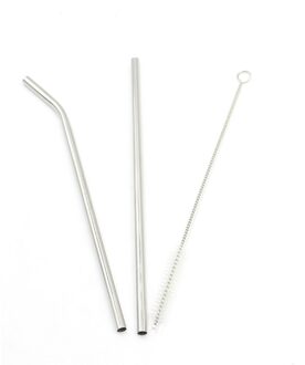 Herbruikbare Metalen Stro Roestvrij Staal Stevige Gebogen Rechte Drinken Stro Met Reinigingsborstel Voor Cup Keuken Bar Gadgets Draagbare