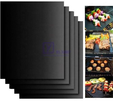 Herbruikbare Non-stick Bbq Grill Mat Pad Bakplaat Draagbare Outdoor Picknick Koken Schoongemaakt Barbecue Oven Tool Voor party zwart