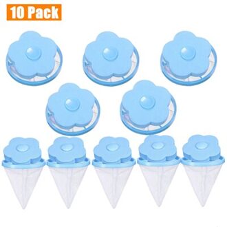 Herbruikbare Pet Bont Lint Haar Catcher Kleding Schoonmaken Bal Huishoudelijke Removal Drijvende Cleaner Voor Wasmachine 10stk blauw