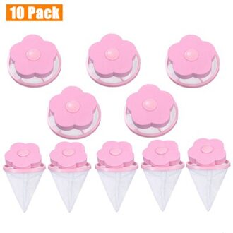 Herbruikbare Pet Bont Lint Haar Catcher Kleding Schoonmaken Bal Huishoudelijke Removal Drijvende Cleaner Voor Wasmachine 10stk roze