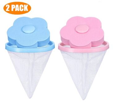 Herbruikbare Pet Bont Lint Haar Catcher Kleding Schoonmaken Bal Huishoudelijke Removal Drijvende Cleaner Voor Wasmachine 2stk blauw roze