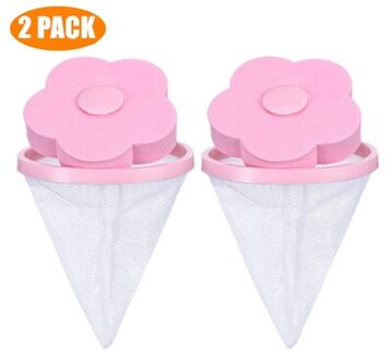 Herbruikbare Pet Bont Lint Haar Catcher Kleding Schoonmaken Bal Huishoudelijke Removal Drijvende Cleaner Voor Wasmachine 2stk roze