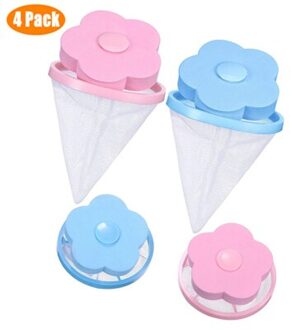 Herbruikbare Pet Bont Lint Haar Catcher Kleding Schoonmaken Bal Huishoudelijke Removal Drijvende Cleaner Voor Wasmachine 4stk blauw roze