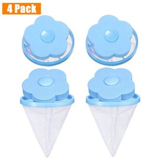 Herbruikbare Pet Bont Lint Haar Catcher Kleding Schoonmaken Bal Huishoudelijke Removal Drijvende Cleaner Voor Wasmachine 4stk blauw