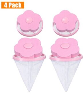Herbruikbare Pet Bont Lint Haar Catcher Kleding Schoonmaken Bal Huishoudelijke Removal Drijvende Cleaner Voor Wasmachine 4stk roze