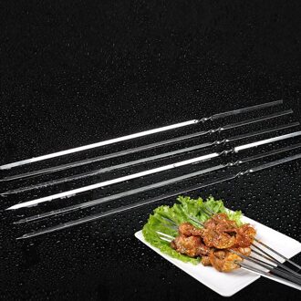 Herbruikbare Platte Roestvrijstalen Barbecue Spiesjes Bbq Naald Stick Voor Outdoor Camping Picknick Gereedschap Koken Gereedschap 5stk