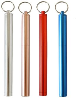 Herbruikbare Rietjes Draagbare Rvs Telescopische Rietje Reizen Stro Metalen Stro met Travel Case & Borstel