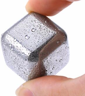 Herbruikbare Roestvrij Staal Whisky Stenen Ijsblokjes Ijs Wijn Steen Whiskey Cooler Rocks Chilling Whisky Stenen Keuken Bar Gereedschap 1stk zilver