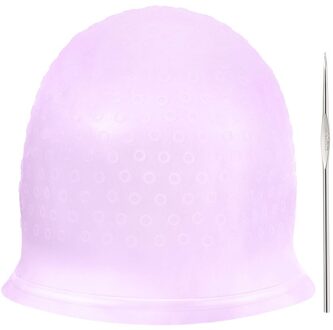 Herbruikbare Siliconen Haarkleuring Benadrukken Cap Haar Verven Cap Met Metalen Haak Frosting Tipping Kleur Styling Gereedschap paars