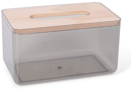 Herbruikbare Tissue Opbergdoos Transparante Houten Deksel Plastic Natte Doekjes Container Servet Papier Houder Storage Case L zwart