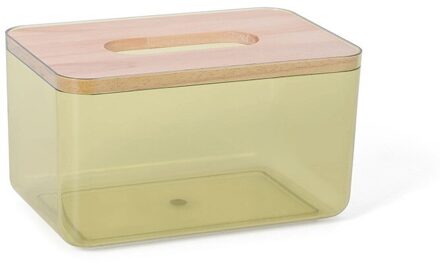 Herbruikbare Tissue Opbergdoos Transparante Houten Deksel Plastic Natte Doekjes Container Servet Papier Houder Storage Case S geel