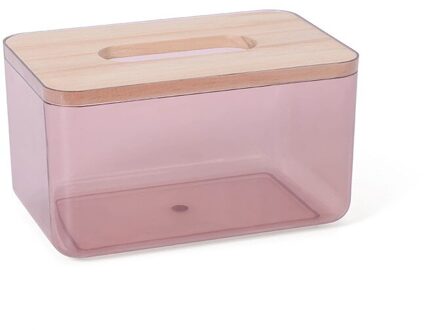 Herbruikbare Tissue Opbergdoos Transparante Houten Deksel Plastic Natte Doekjes Container Servet Papier Houder Storage Case S rood