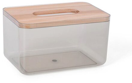 Herbruikbare Tissue Opbergdoos Transparante Houten Deksel Plastic Natte Doekjes Container Servet Papier Houder Storage Case S zwart