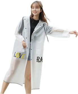 Herbruikbare Transparante Lange Regenjas Mannen Vrouwen Waterdichte Regenkleding Outdoor Jas Liefde Unisex Fietsen Wandelen Regenkleding Jas B / M