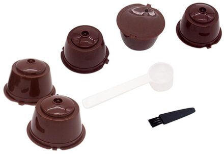 Herbruikbare Voor Dolce Gusto Koffie Capsule Cup Filter Koffie Filter Koffie Capsules Herbruikbare Koffie Cup Mand 5 stk bruin