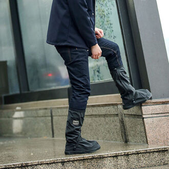 Herbruikbare Zwarte Hoge Regen Laarzen Waterdichte Motorcycle Bike Regen Boot Schoenen Covers Makkelijk te Rijden voor Rider