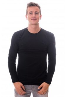 Heren 1-pack lange mouw  t-shirt - Black- Maat M.