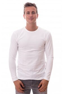 Heren 1-pack lange mouw t-shirt - White- Maat XXL