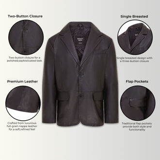 Heren 2-knoops zwart leren blazerjack - Bergen - XS