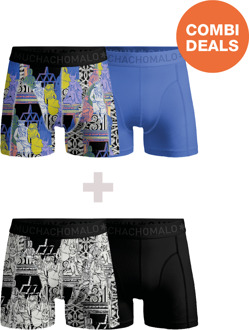 Heren 2+2-pack Boxershorts Print/Effen