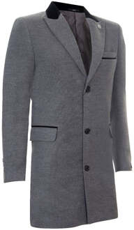Heren 3/4 grijze lange Crombie overjas jas visgraat tweed jas Peaky Blinder - maat 36 (Borst) Grijs