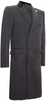 Heren 3/4 grijze lange dubbele rij knopen Crombie overjas wollen jas Peaky Blinders - maat 46 (Borst) Houtskool