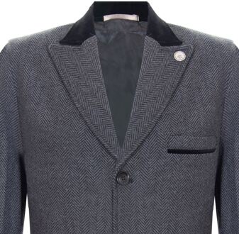 Heren 3/4 lange grijze Crombie overjas jas visgraat tweed jas Peaky Blinder Houtskool
