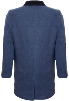 Heren 3/4 lange marineblauwe Crombie overjas jas visgraat tweed jas Peaky Blinder Navy - 50 (Borst)