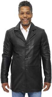 Heren 3/4 zwart lederen Cromby jas-Rosario - maat 2XL