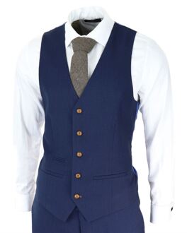 Heren 3-delig marineblauw Birdseye klassiek pak Navy - 42 (Borst)