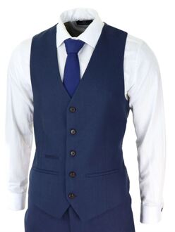 Heren 3-delig Marineblauw Klassiek Retro Pak Navy - 36 (Borst)